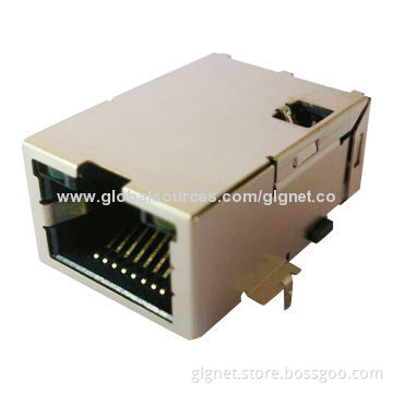 RJ45 1X1 Tab_Up Through Hole 100Base-T w/LED and Transformer